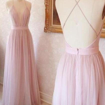 Simple Prom Dress, Prom Dress,pink V Neck Prom..