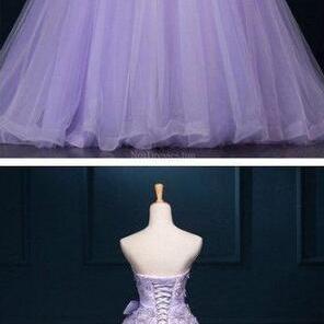 Floor-length Appliques Lilac Prom Dress, Prom..