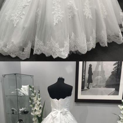 A Line Wedding Dress,lace Appliques Crystal Beaded..