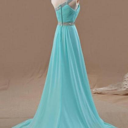 Light Blue Prom Dresses,one Shoulder Prom..
