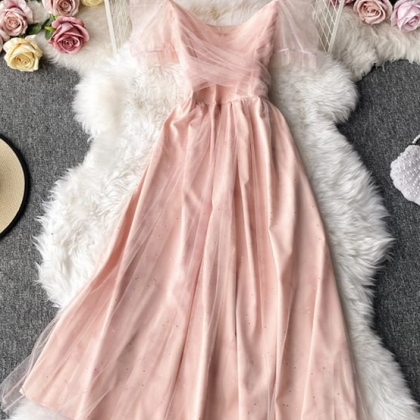 Simple Tulle Short Dress Pink Summer Dress