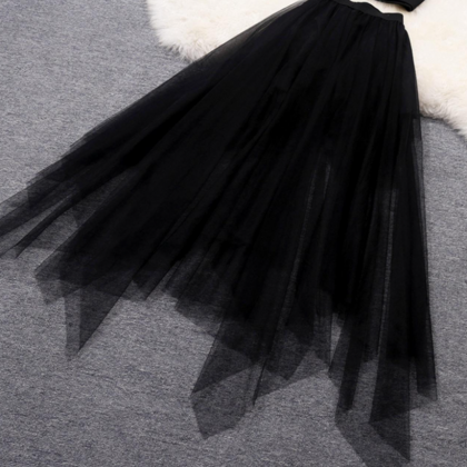 Black A Line Tulle Two Pieces Fashion Dress