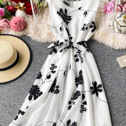 A Line Flowers Short Dress Summer Dress