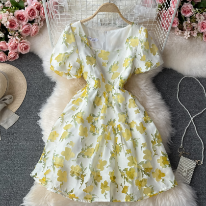 Cute A Line Floral Dress Fashion Dress