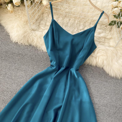 Cap Sleeve V-neck Satin Dress With Pocket Lilac