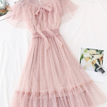 Cute Tulle Sequins Short Dress Summer Dress