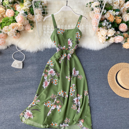 Floral Dress, Vintage, Square Neck Midi Dress,..