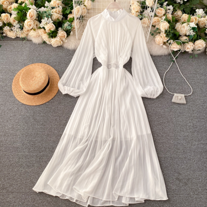 A Line Chiffon Long Sleeve Dress Fashion Dress