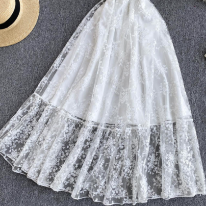 White Lace Short A Line Dress