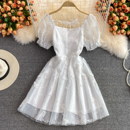 Cute A Line Lace Short Dress