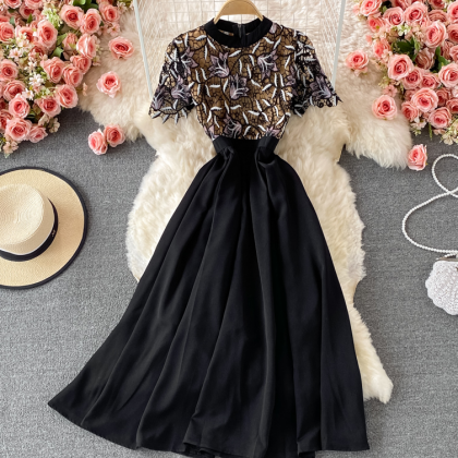 Black Lace A Line Fashion Dress