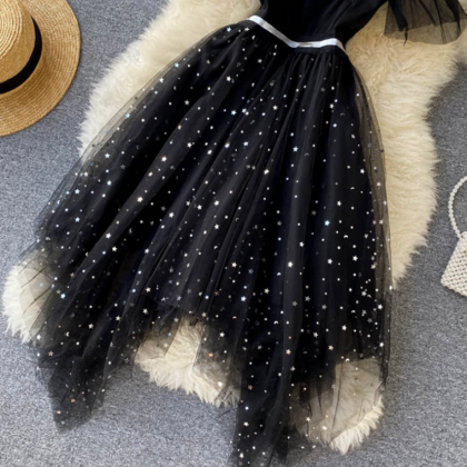 Black irregular tulip short dress main image 0