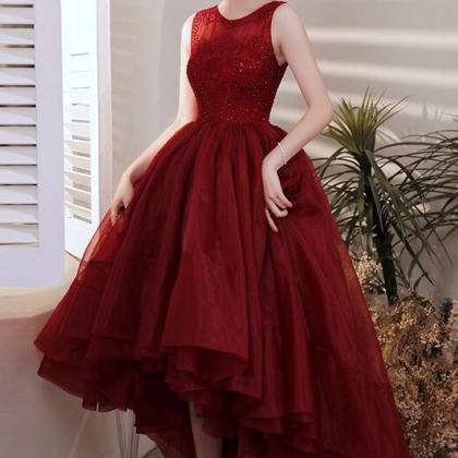 High Low Chic Party Dresses Prom Dress, Dark Red..