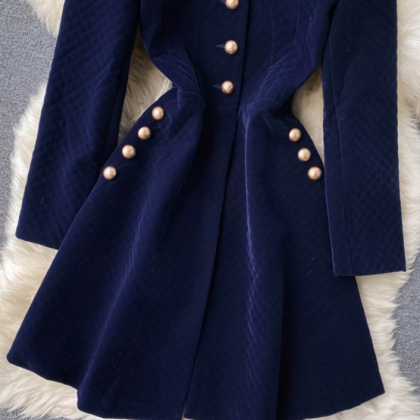 Retro Blue Velvet Dress Jacket