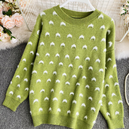 Cute Round Neck Loose Sweater