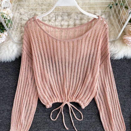 Thin Cut-out Knitted Top
