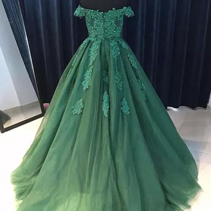 Popular Green Prom Dress Modest Prom Dress