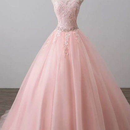 Charming Pink Tulle Sweet 16 Dress With Lace,..