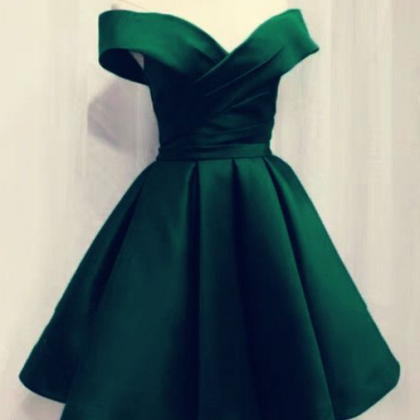 Off-the-shoulder Homecoming Dresses,green A-line..