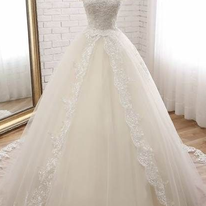 A Line Lace Wedding Dresses Lace Poofy Evening..