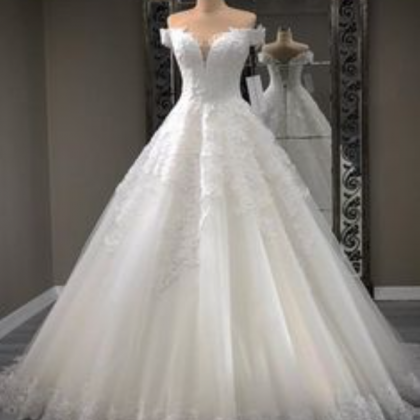 Off Shoulder Pricess Lace Wedding Dresses