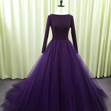 Gorgeous Spandex Purple Tulle Ball Gown Evening..