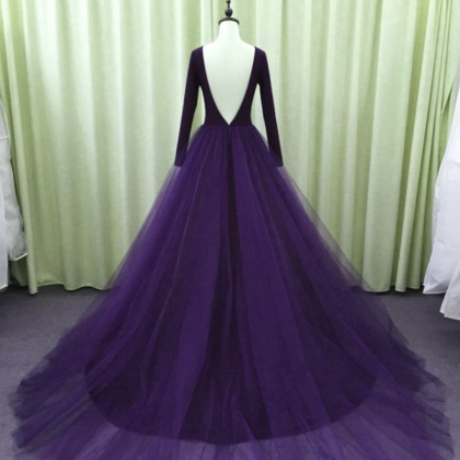 Gorgeous Spandex Purple Tulle Ball Gown Evening..
