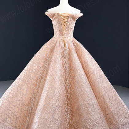 Sparkly Rose Gold Formal Evening Dress