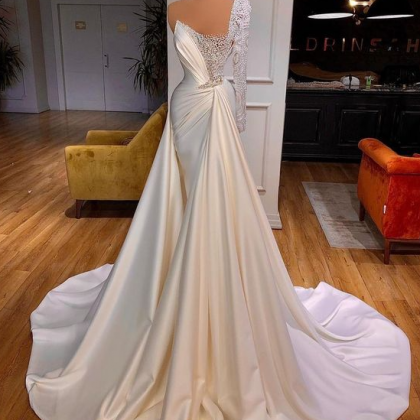 One Shoulder Long A-line Prom Dress