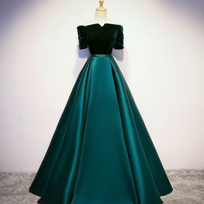 Elegant A Line Velvet Satin Long Prom Dress on Luulla