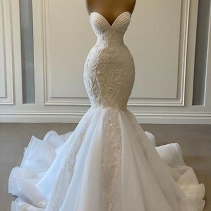 Mermaid Lace Wedding Dress Long Bridal Gowns