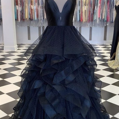 V Neck Multi-layer Long Formal Dress Prom Dress