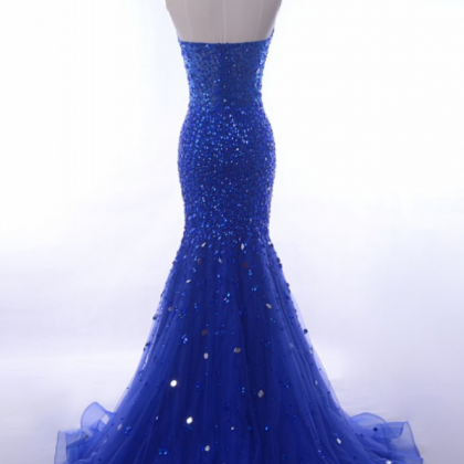 Halter Royal Blue Mermaid Prom Dresses