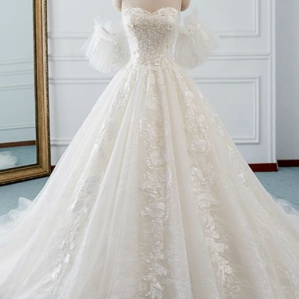 Ball Gown Tulle Sweetheart Ivory Wedding Dress