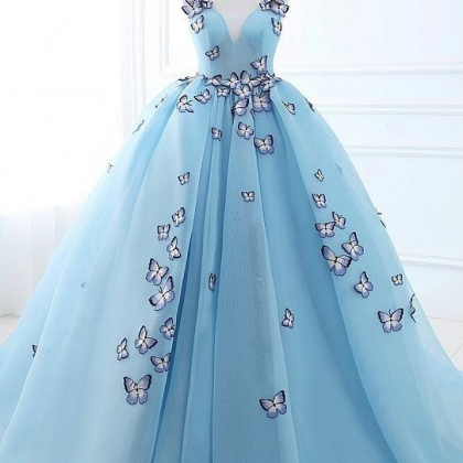 Beauty Blue Long Prom Dress, Sexy Evening Dress