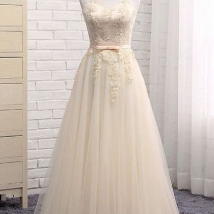 A-line Tulle Long Bridesmaid Dress, Prom Dress