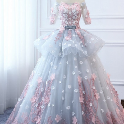 Ball Gown Long Quinceanera Dress Floral Flowers..