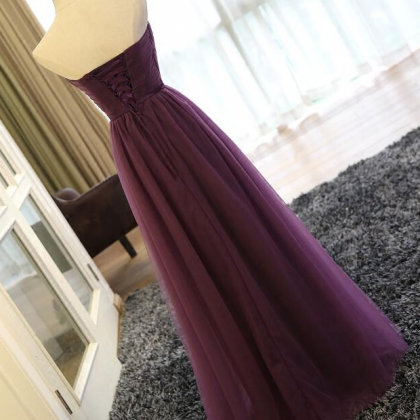 A-line Purple Tulle Long Prom Dress 2021, Party..