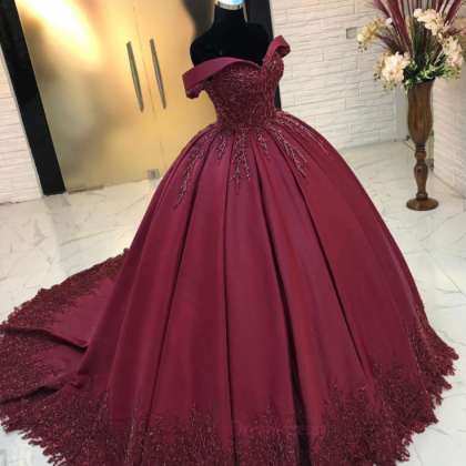 Off The Shoulder Mermaid Wine Red Ball Gown Prom..