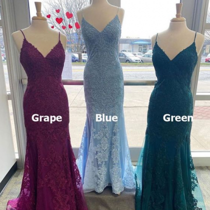 Spaghetti Straps Prom Dresses Evening Gown With..