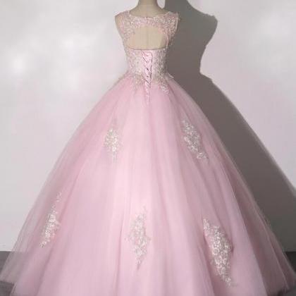 Glitter Pink Lace-Up Ruched Long Ball Dress