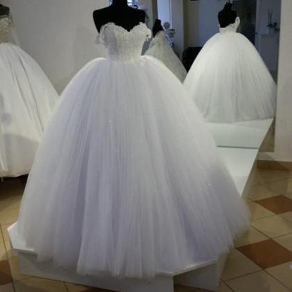 Off-shoulder Princess Wedding Dress With Lace..