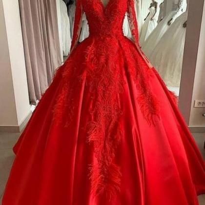 Red Ball Gown High Neck Quinceanera Dresses