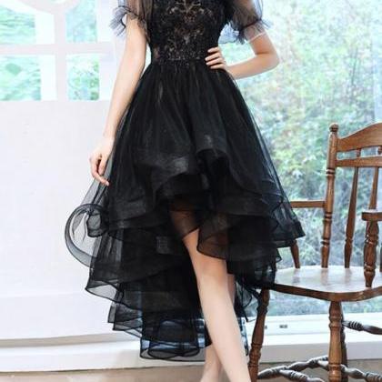 Sweetheart High Low Prom Dress,black Evening Dress