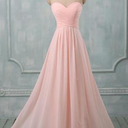 Simple Pink Chiffon Bridesmaid Dresses