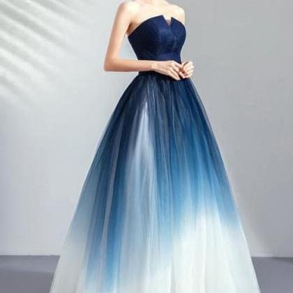 Blue-white Prom Dresses, A-line Prom Dresses on Luulla