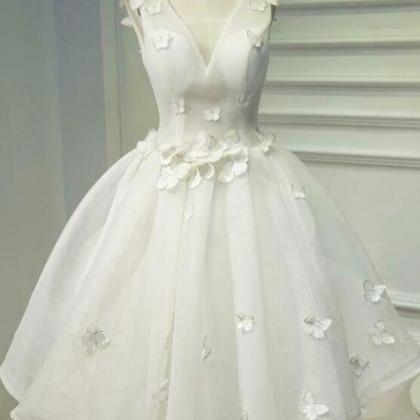 Elegant Butterfly Flowers Mini Ball Gown Wedding..