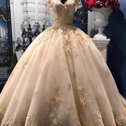 Off The Shoulder Ball Gown Lace Prom Dress