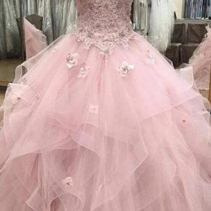 A Line Prom Gown Pink Evening Dress