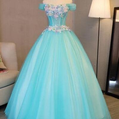 Ball Gown Pearls Appliques Quinceanera Dress
